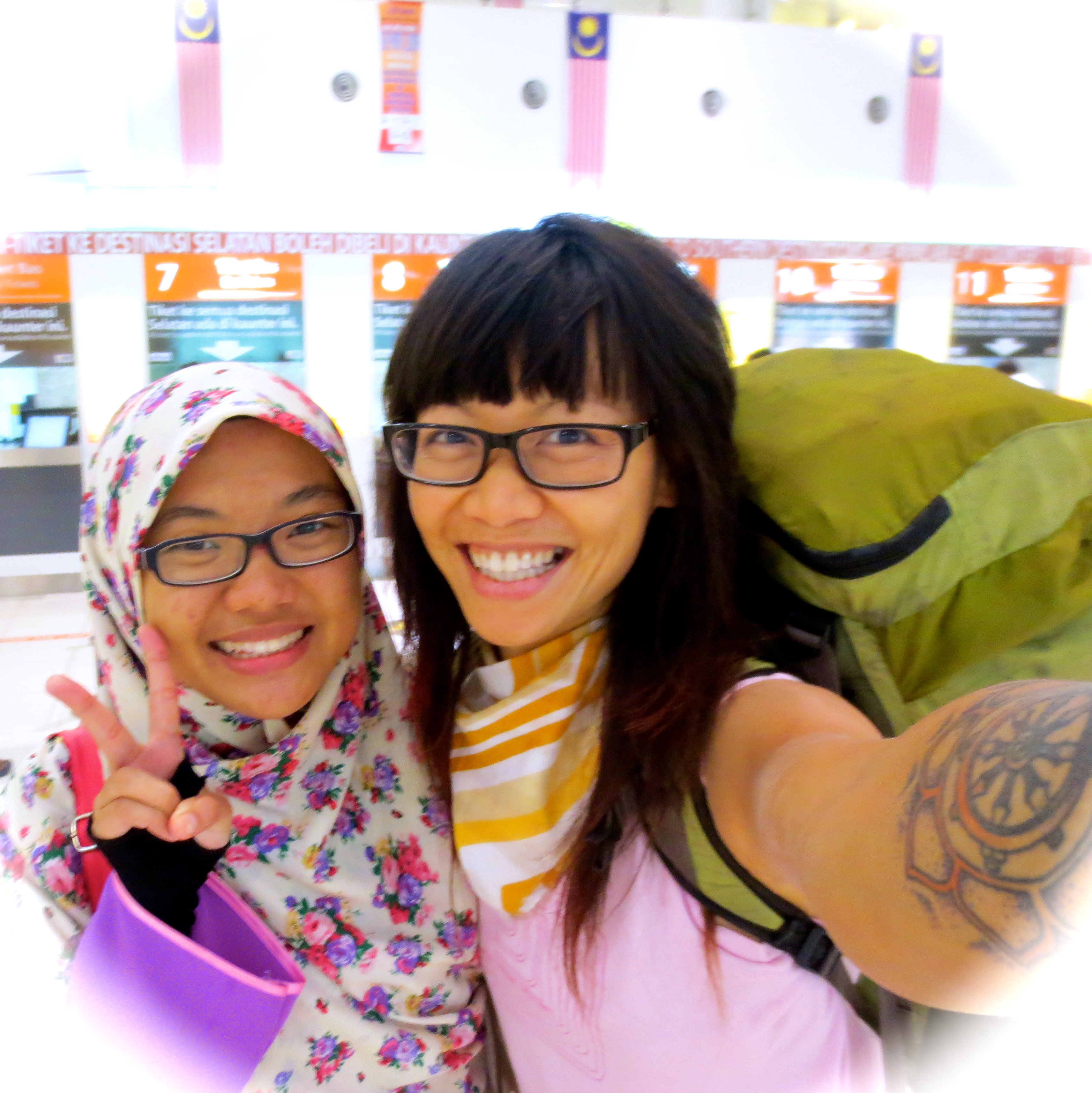 After becoming fast friends at the bus station, we exchanged buttons! Muslims are one of the friendliest and most hospitable groups of people I always encounter wherever I go, even if it's in MALAYSIA.